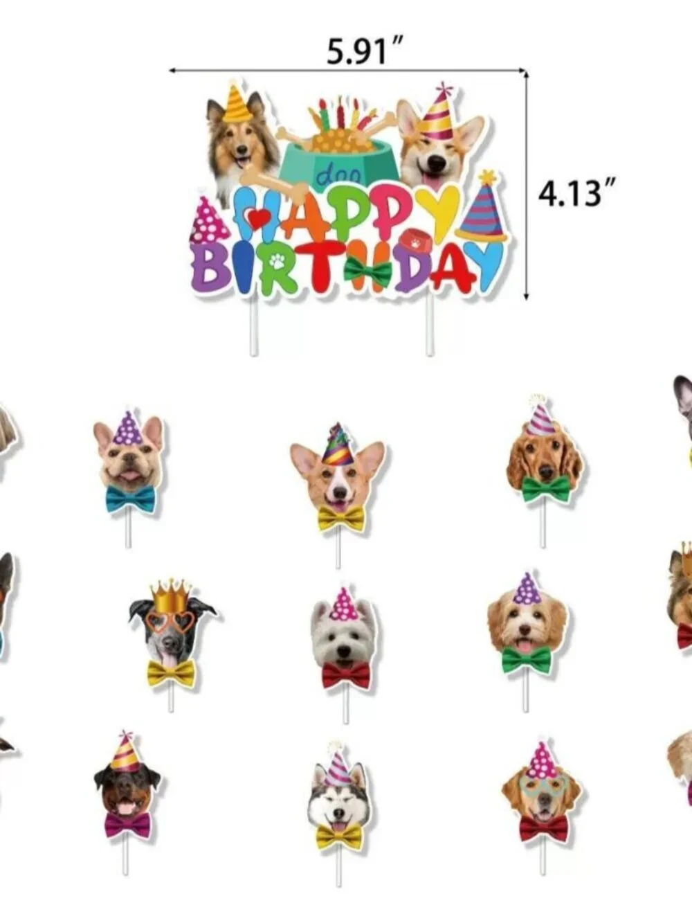 Dog Colorful Themed Birthday Party Decorations Set – Banner, Garland & Toppers